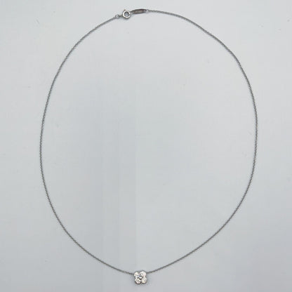 Tiffany & Co Bezel Set Diamond Flower 18K Yellow Gold Clear Platinum Necklace — view 4