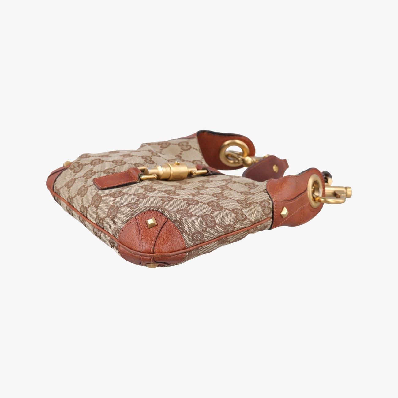 Gucci New Jackie Beige Brown Canvas Leather Shoulder Bag — view 4