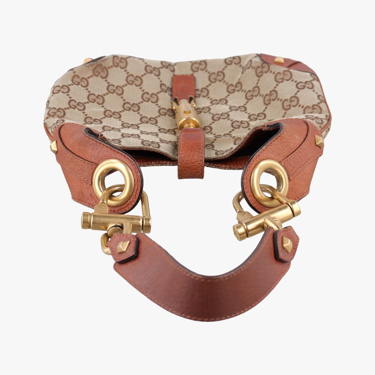 Gucci New Jackie Beige Brown Canvas Leather Shoulder Bag — view 8
