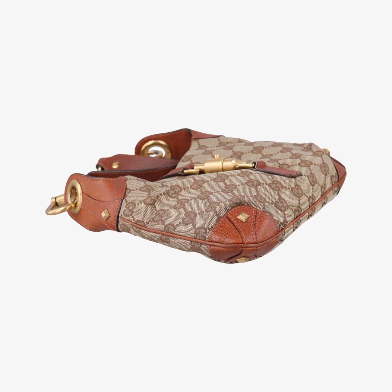 Gucci New Jackie Beige Brown Canvas Leather Shoulder Bag — view 5