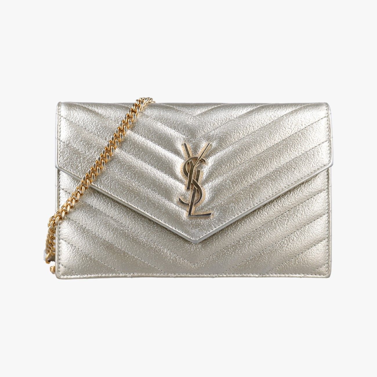 Saint Laurent Monogram Gold Leather