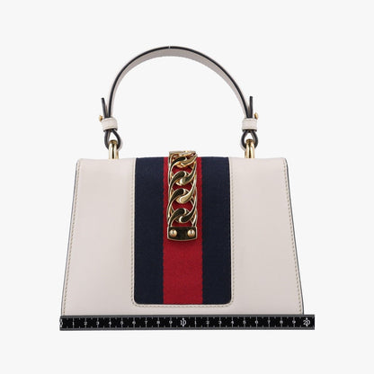 Gucci Sylvie Ivory Navy Red Leather Shoulder Bag — view 2