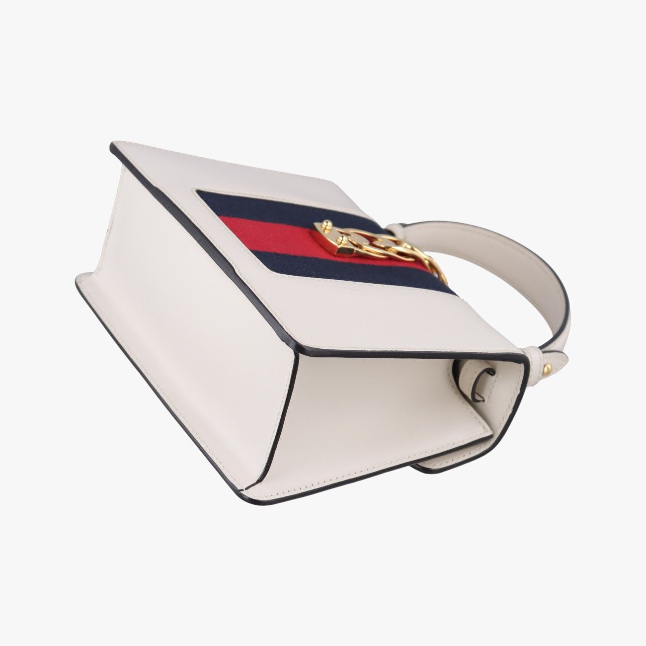 Gucci Sylvie Ivory Navy Red Leather Shoulder Bag — view 6
