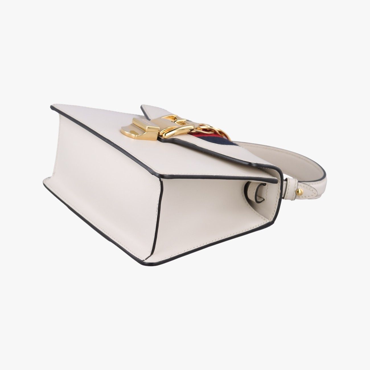 Gucci Sylvie Ivory Navy Red Leather Shoulder Bag — view 4