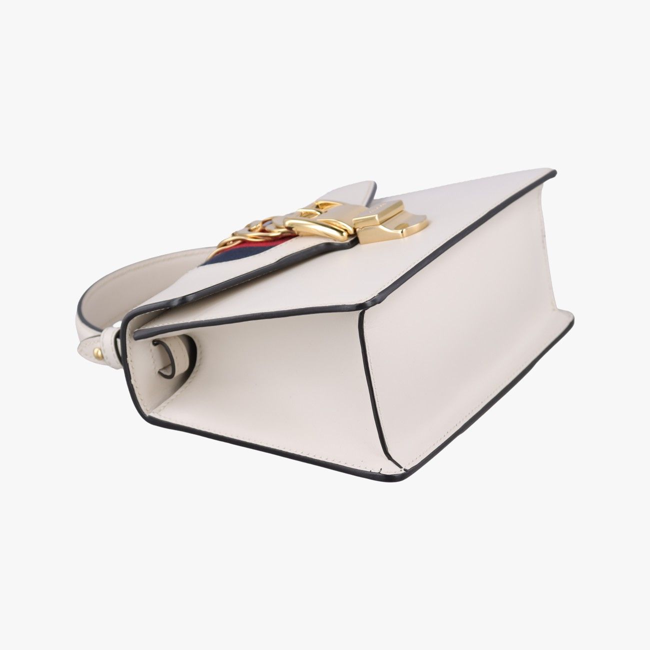 Gucci Sylvie Ivory Navy Red Leather Shoulder Bag — view 5