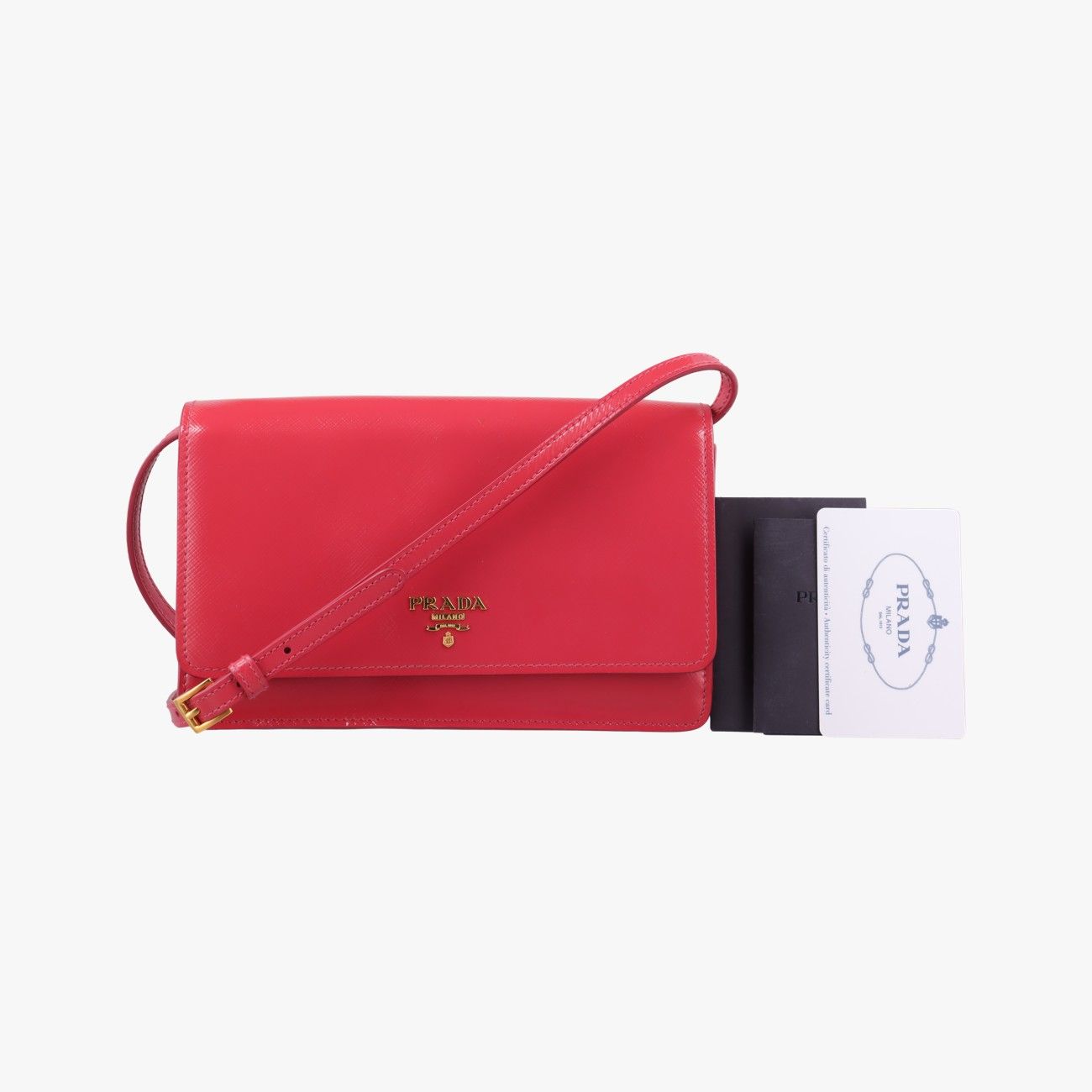 Prada Sling Bandoriella Red Patent Saffiano Leather