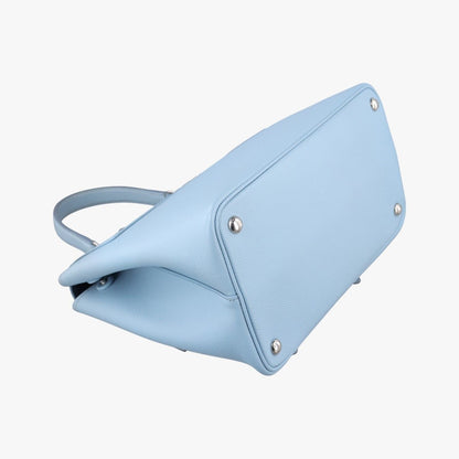 Prada Half Flap Bag Double Turnlock Blue Saffiano Leather 14 — view 7