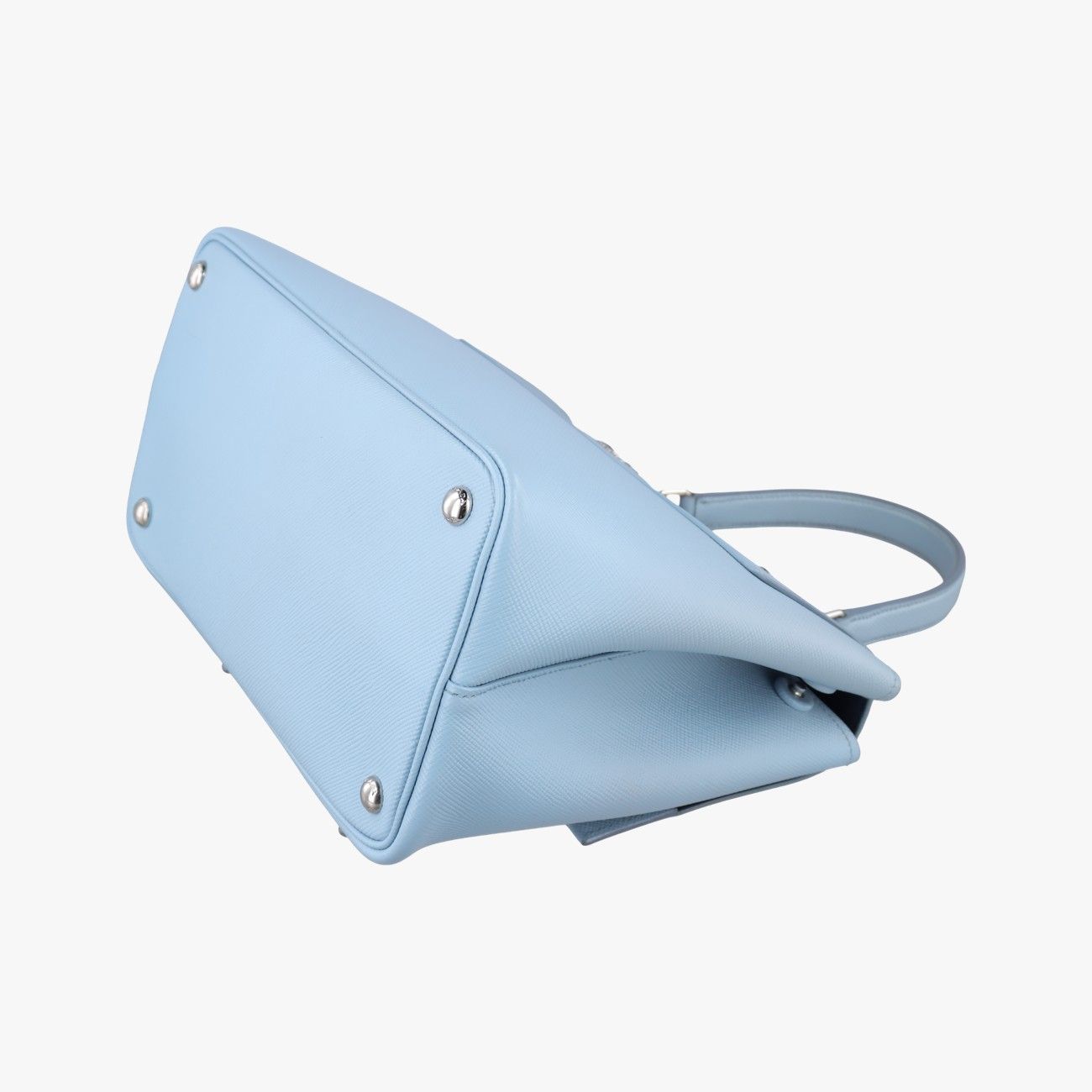 Prada Half Flap Bag Double Turnlock Blue Saffiano Leather 14 — view 6