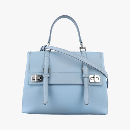 Prada Half Flap Bag Double Turnlock Blue Saffiano Leather 14