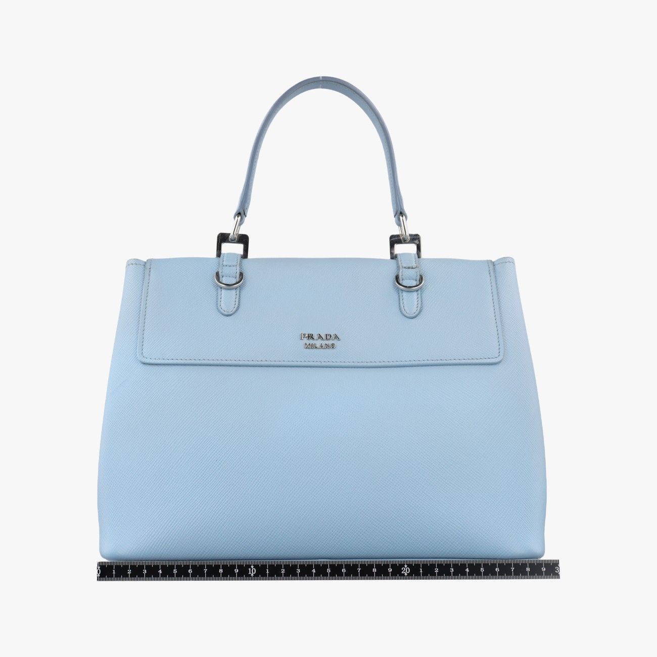 Prada Half Flap Bag Double Turnlock Blue Saffiano Leather 14 — view 2