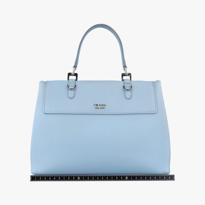 Prada Half Flap Bag Double Turnlock Blue Saffiano Leather 14 — view 2