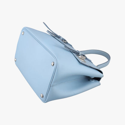 Prada Half Flap Bag Double Turnlock Blue Saffiano Leather 14 — view 4