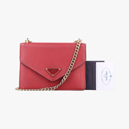 Prada Triangle Logo Red Saffiano Leather 25
