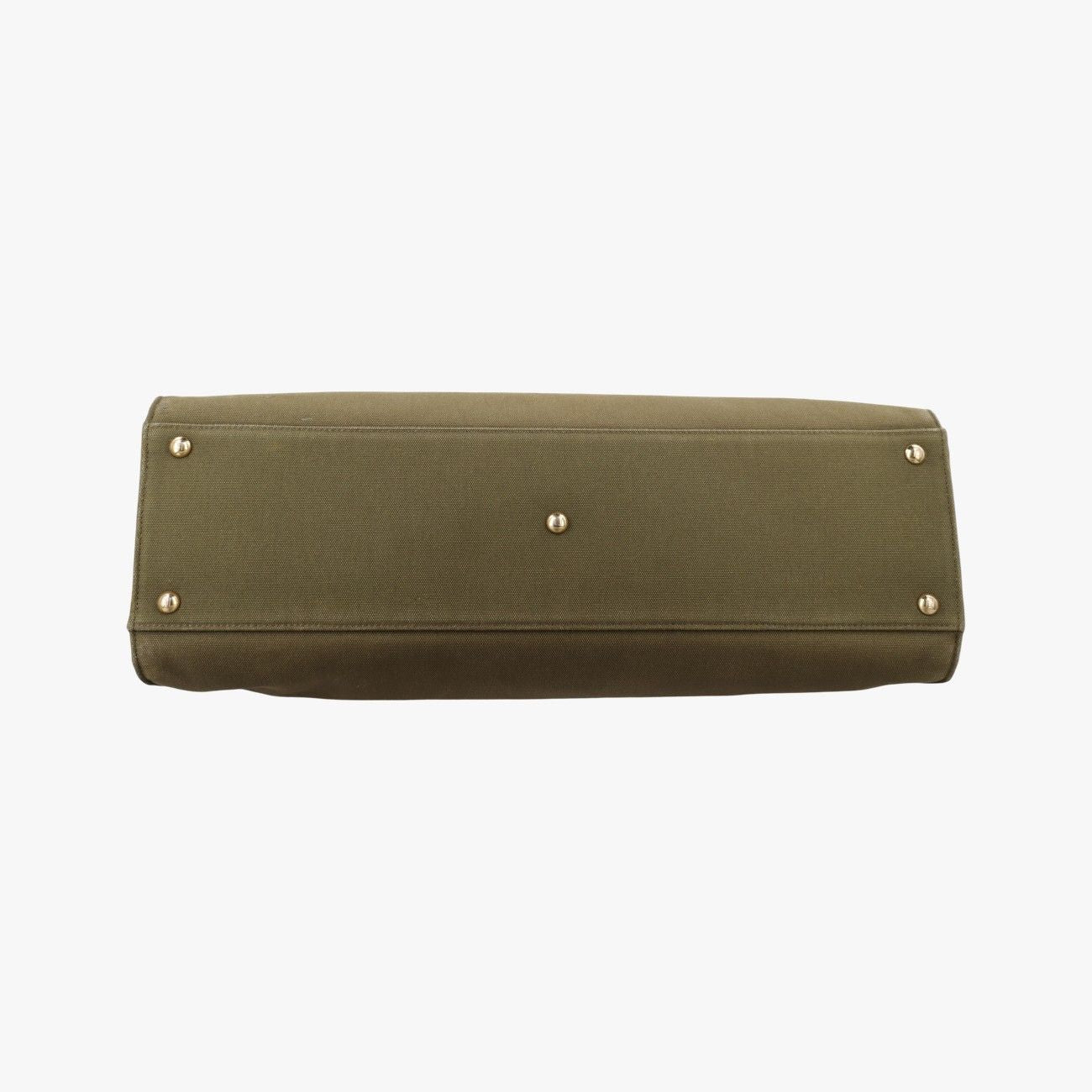 Fendi Peekaboo Green Brown Canvas Leather Handbag — view 3