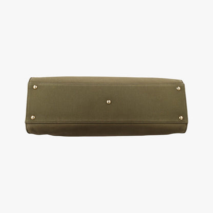 Fendi Peekaboo Green Brown Canvas Leather Handbag — view 3