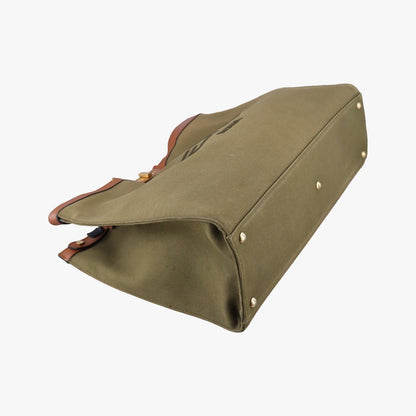 Fendi Peekaboo Green Brown Canvas Leather Handbag — view 5