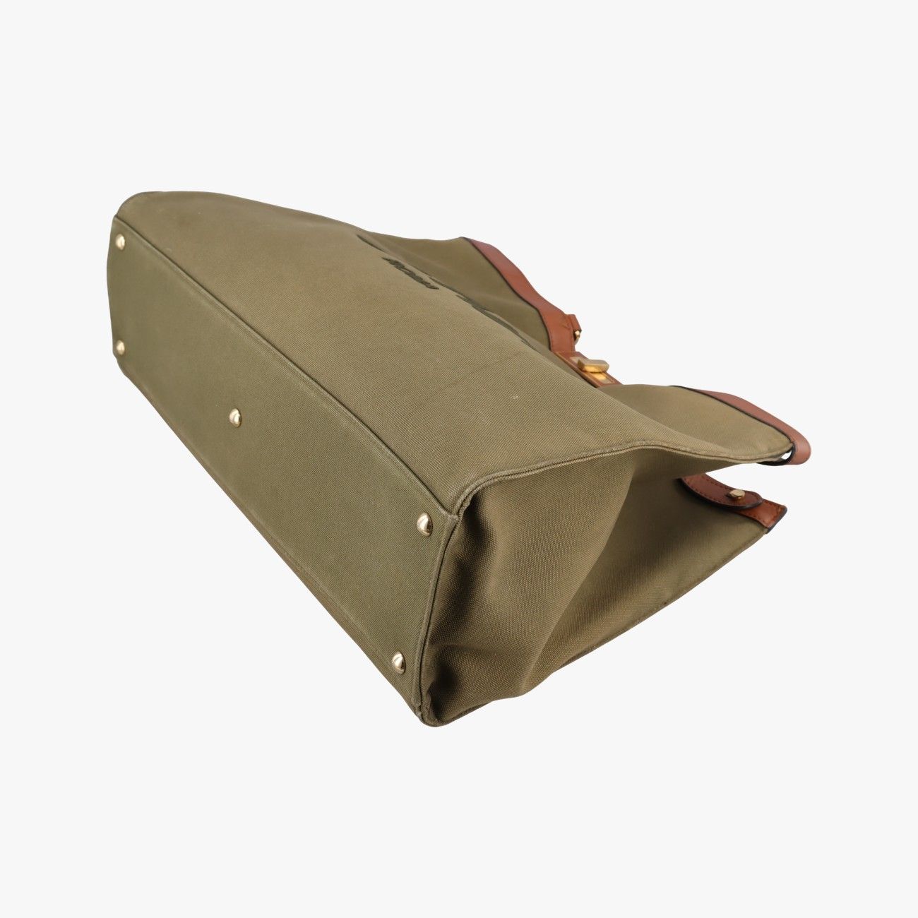 Fendi Peekaboo Green Brown Canvas Leather Handbag — view 4