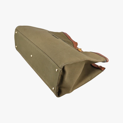 Fendi Peekaboo Green Brown Canvas Leather Handbag — view 4