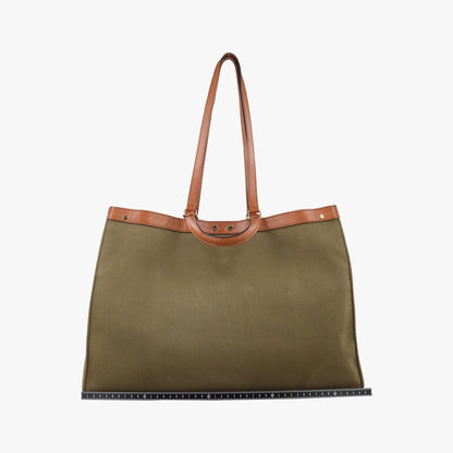 Fendi Peekaboo Green Brown Canvas Leather Handbag — view 2