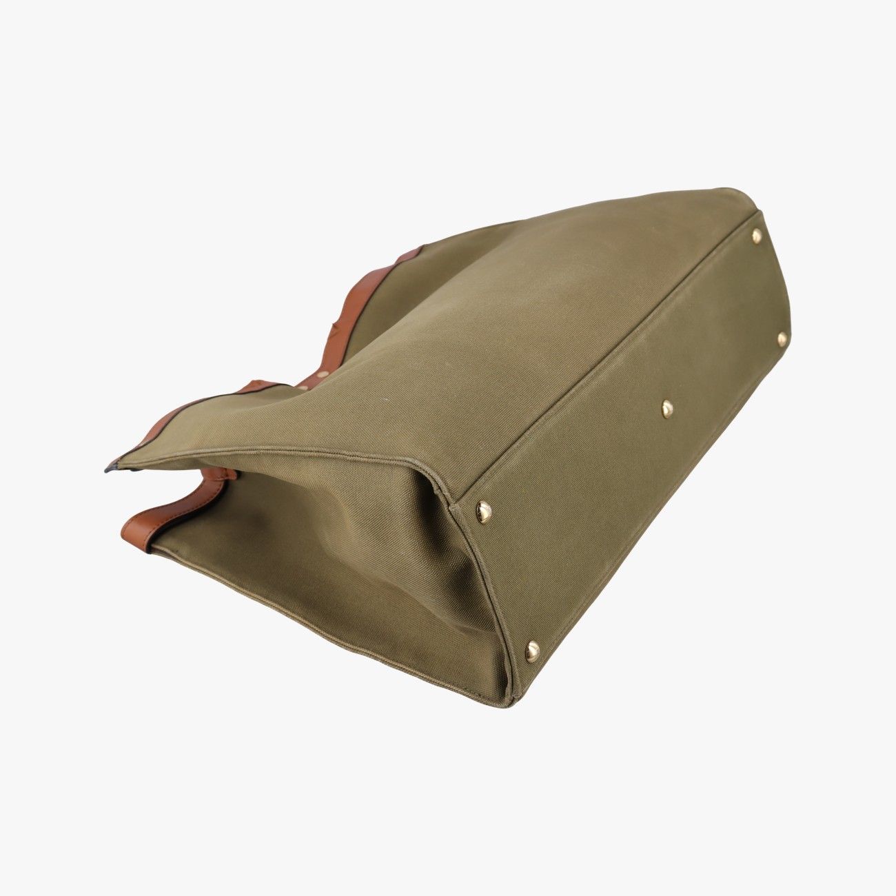 Fendi Peekaboo Green Brown Canvas Leather Handbag — view 7
