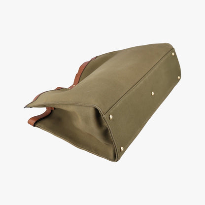 Fendi Peekaboo Green Brown Canvas Leather Handbag — view 7