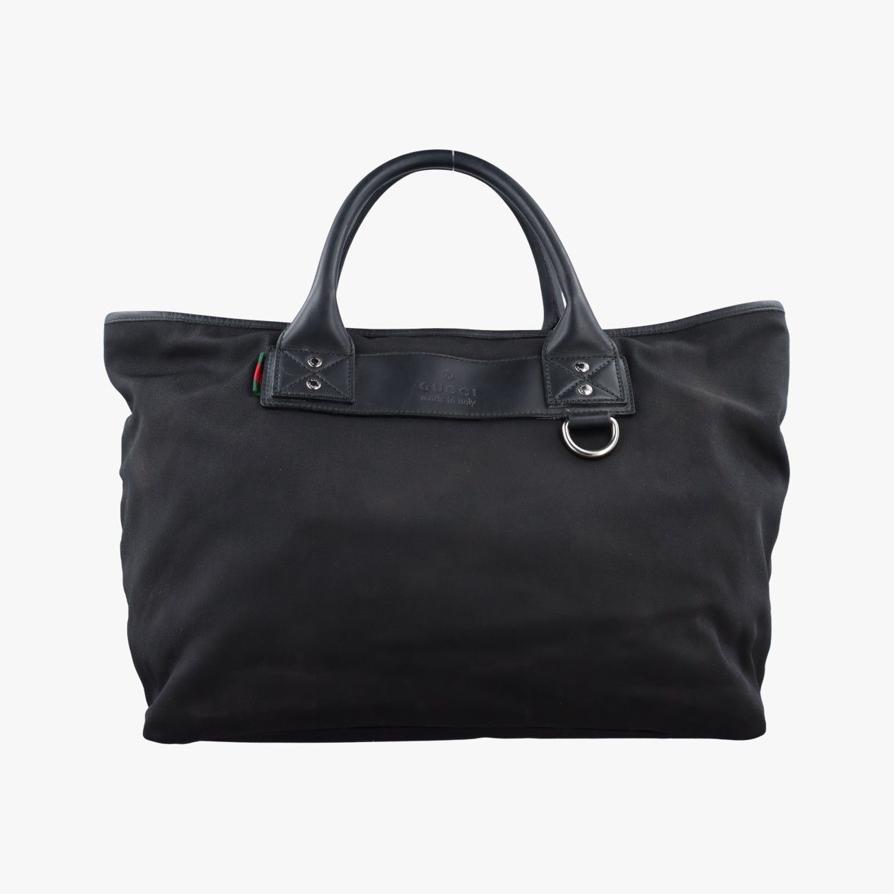 Gucci Web Stripe Black Canvas Leather