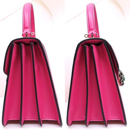 Bvlgari Serpenti Forever Top Handle Calf Leather Pink GD Mirror Handbag Bag — view 3