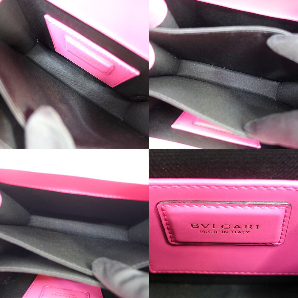 Bvlgari Serpenti Forever Top Handle Calf Leather Pink GD Mirror Handbag Bag — view 6