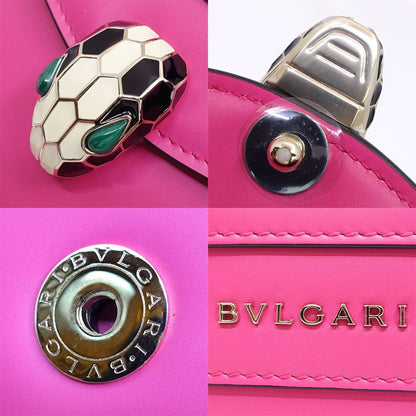 Bvlgari Serpenti Forever Top Handle Calf Leather Pink GD Mirror Handbag Bag — view 7