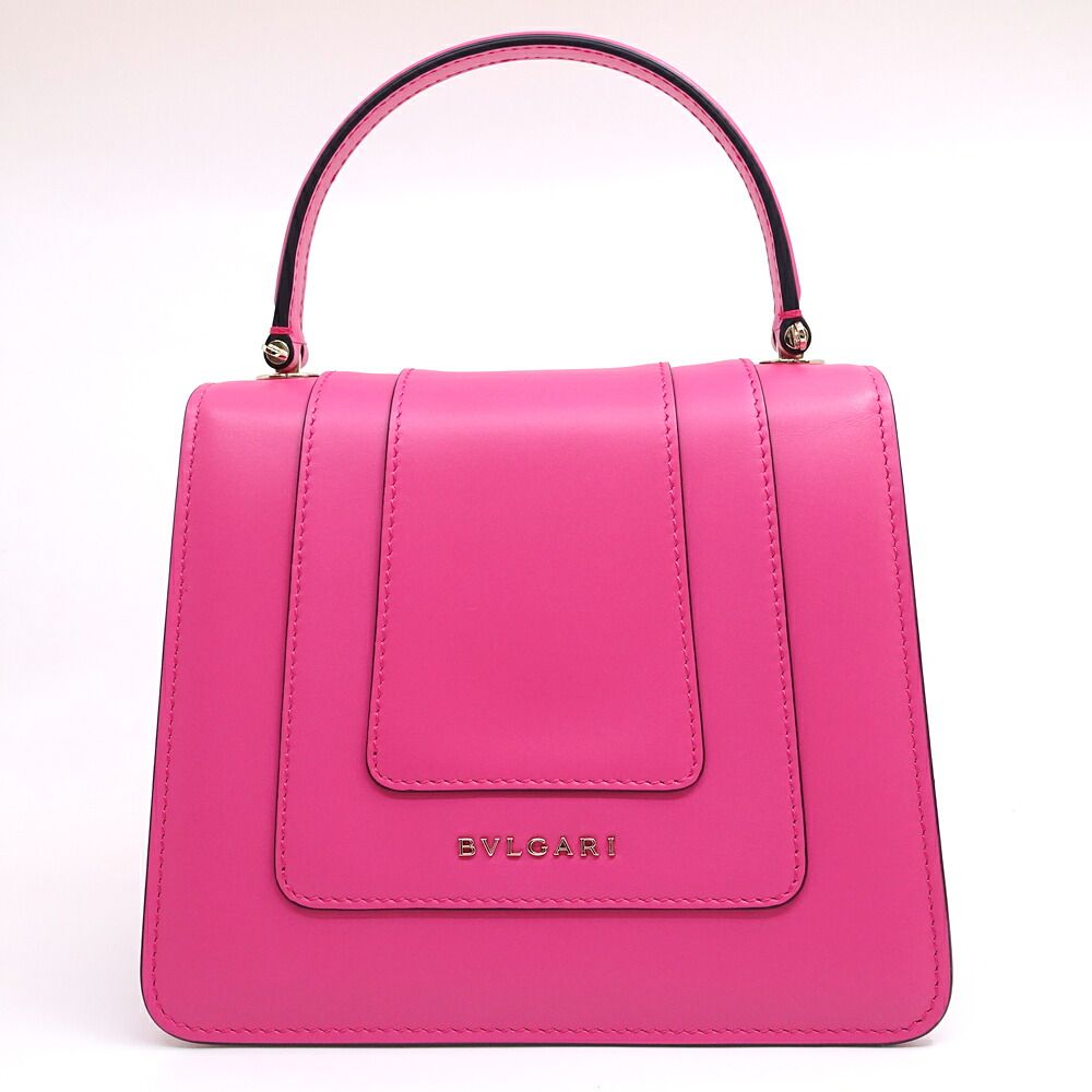 Bvlgari Serpenti Forever Top Handle Calf Leather Pink GD Mirror Handbag Bag — view 2