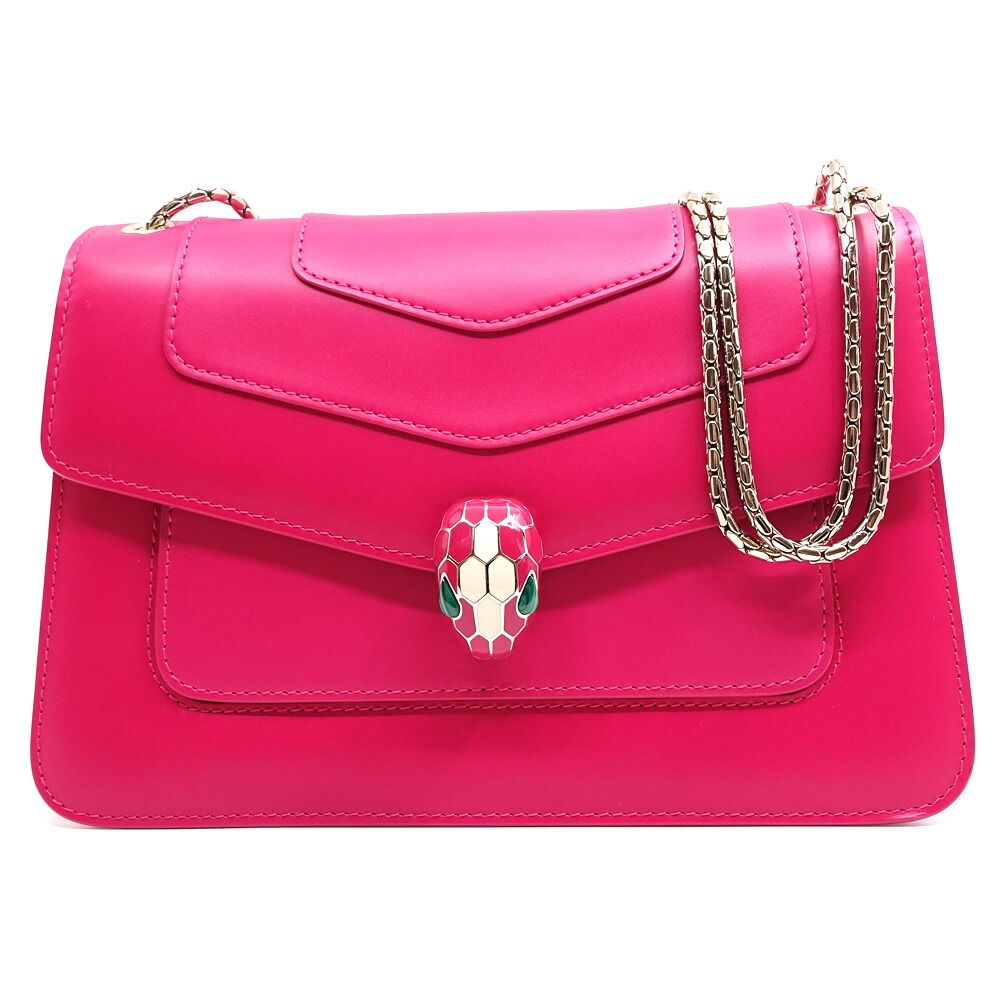 Bvlgari Serpenti Forever Shoulder Bag Calf Leather Pink GD Mirror