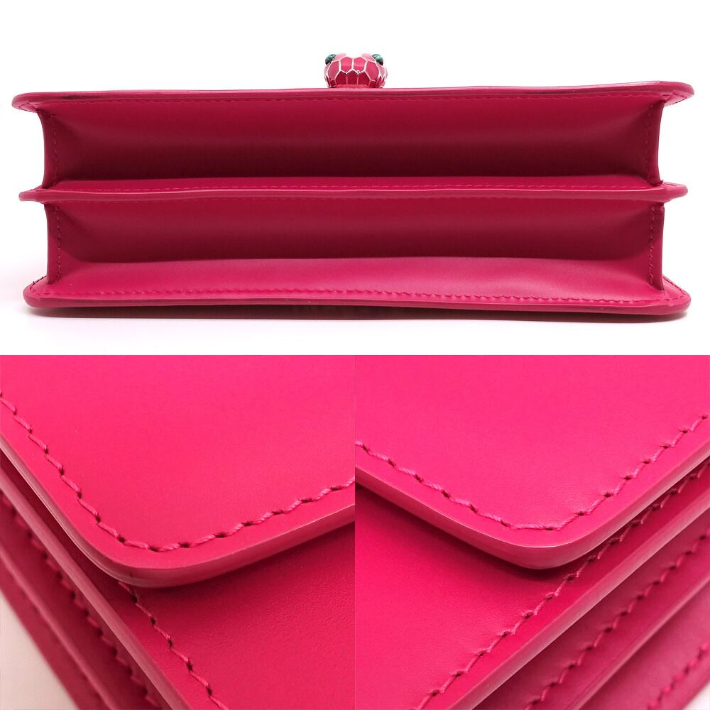 Bvlgari Serpenti Forever Shoulder Bag Calf Leather Pink GD Mirror — view 4