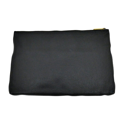 Gucci Logo Print Clutch Black Gold Leather — view 2