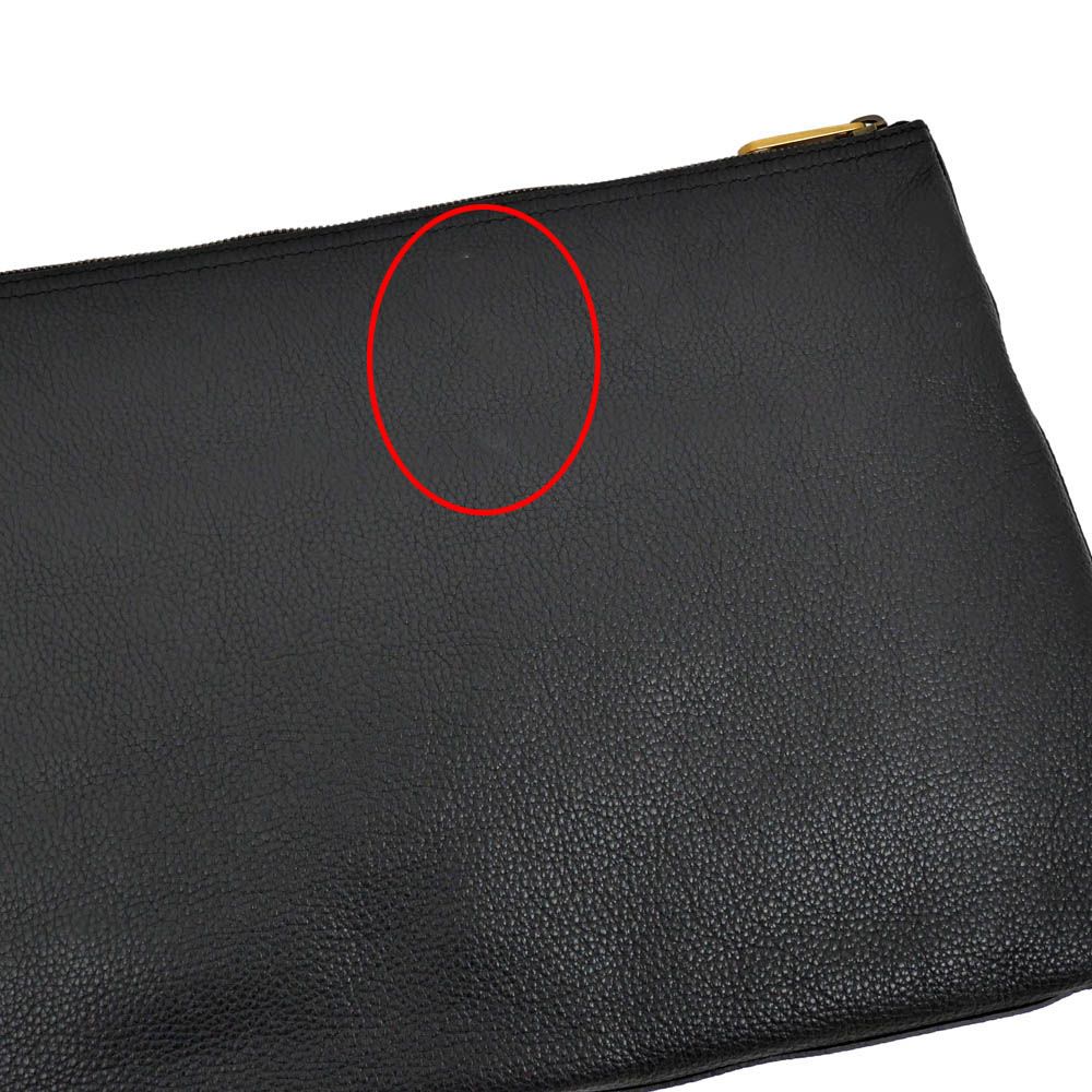 Gucci Logo Print Clutch Black Gold Leather — view 5