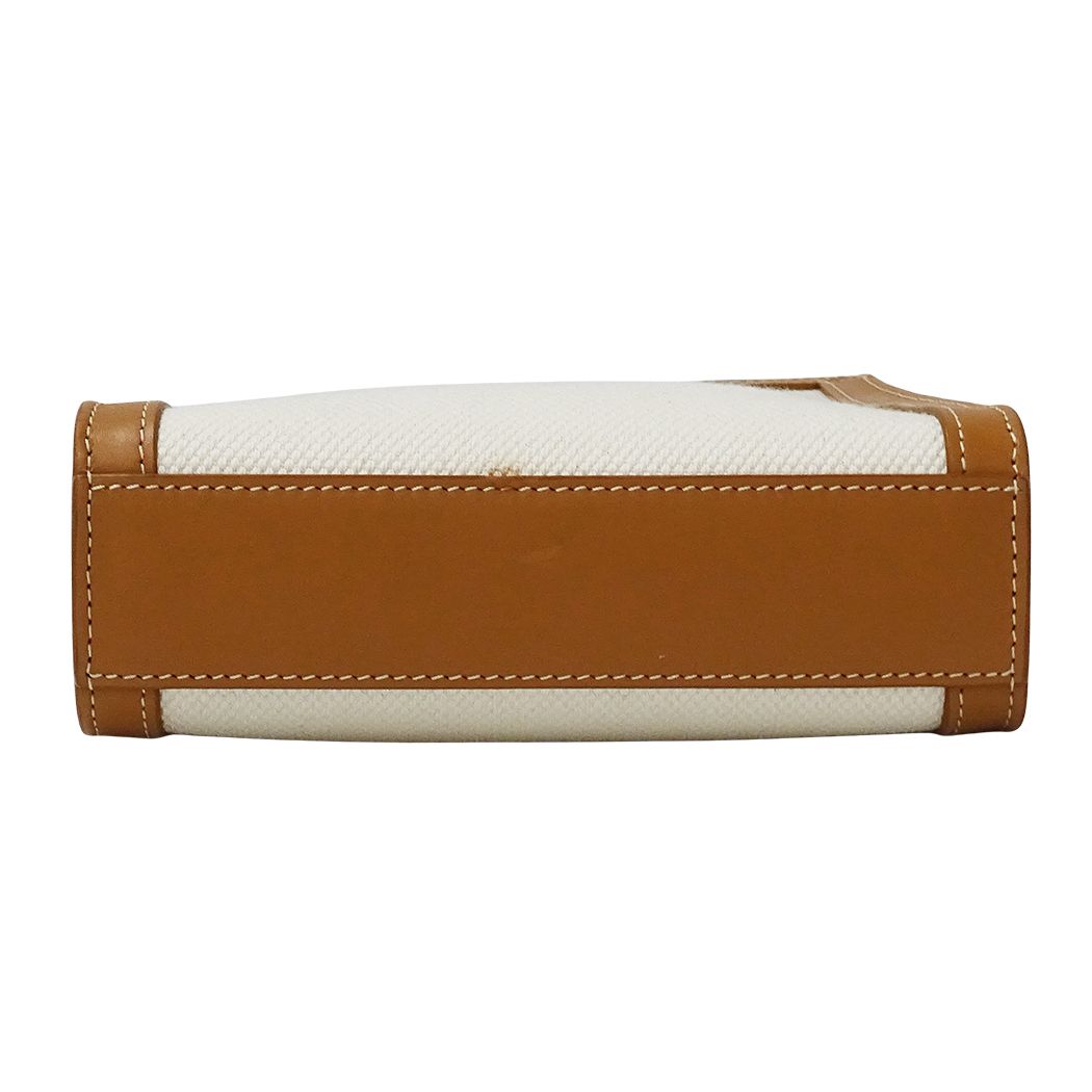 Celine 2-Way Shoulder Bag Mini Vertical Cabas Canvas Leather Tan Logo — view 3