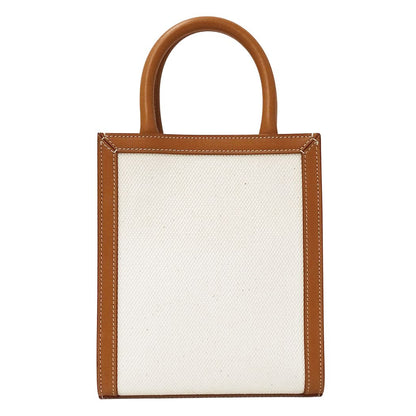 Celine 2-Way Shoulder Bag Mini Vertical Cabas Canvas Leather Tan Logo — view 2