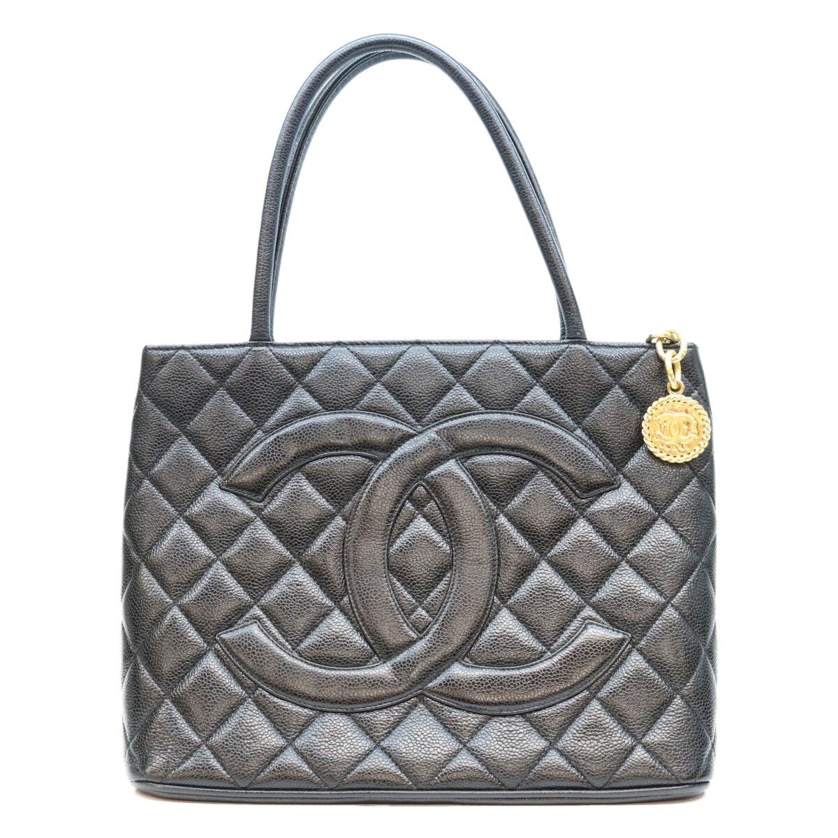 Chanel Black Caviar Medallion Tote Bag