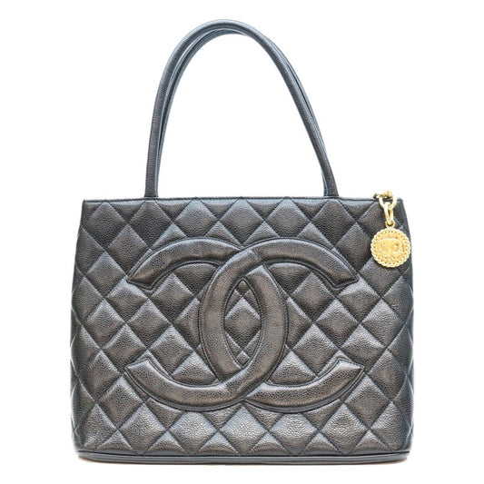 Chanel Black Caviar Medallion Tote Bag