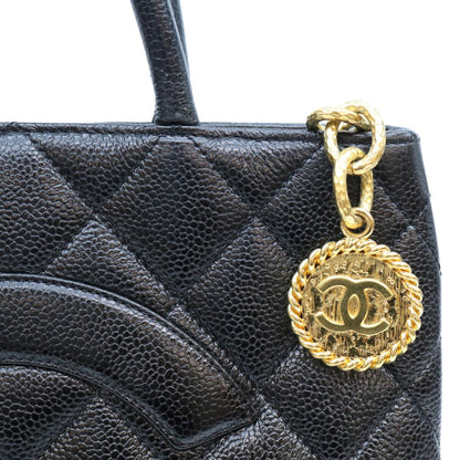 Chanel Black Caviar Medallion Tote Bag — view 6