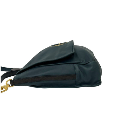 Loewe Vintage Maia Anagram Logo Leather Shoulder Bag Blue Green — view 5