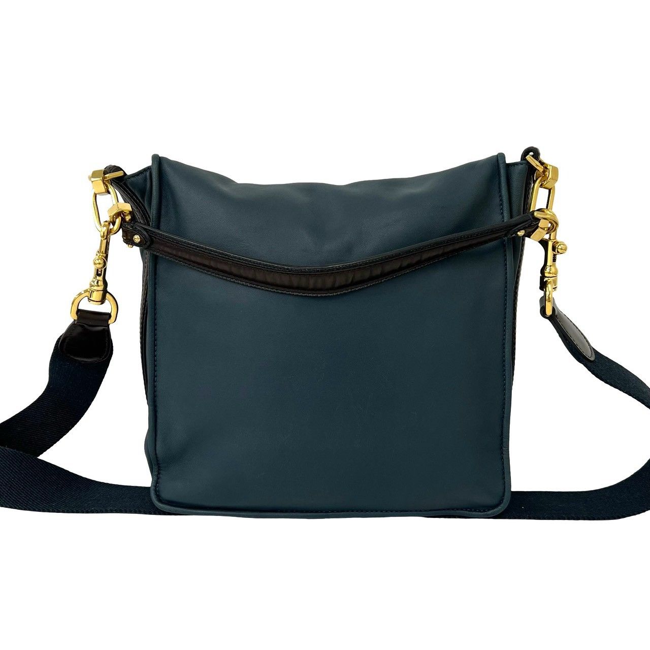 Loewe Vintage Maia Anagram Logo Leather Shoulder Bag Blue Green — view 3