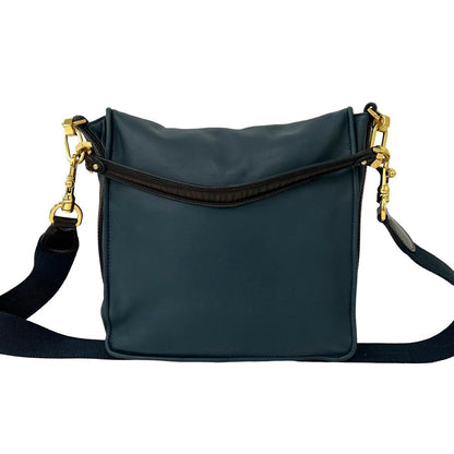 Loewe Vintage Maia Anagram Logo Leather Shoulder Bag Blue Green — view 3