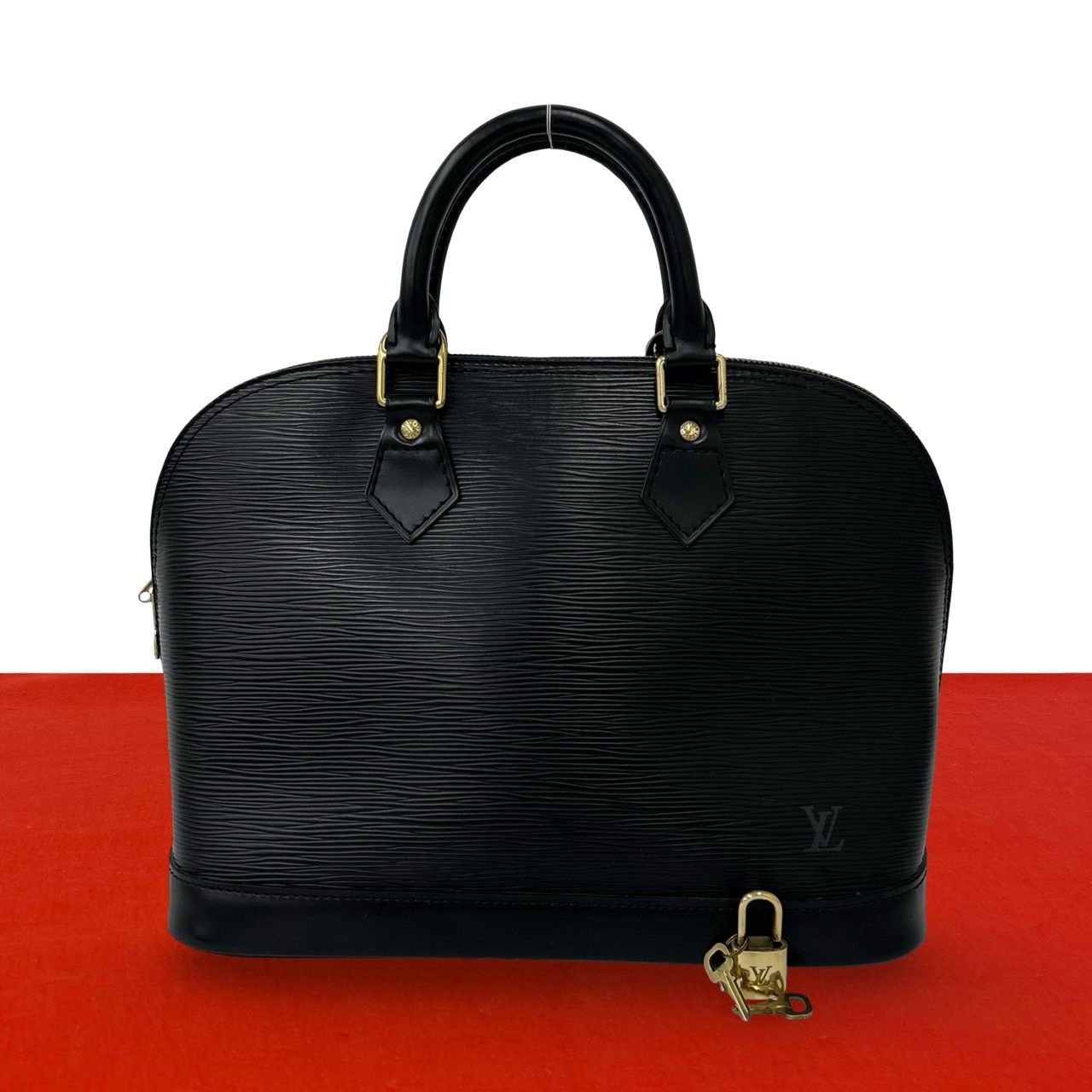 Louis Vuitton Vintage Alma Epi Leather Boston Bag Black Noir