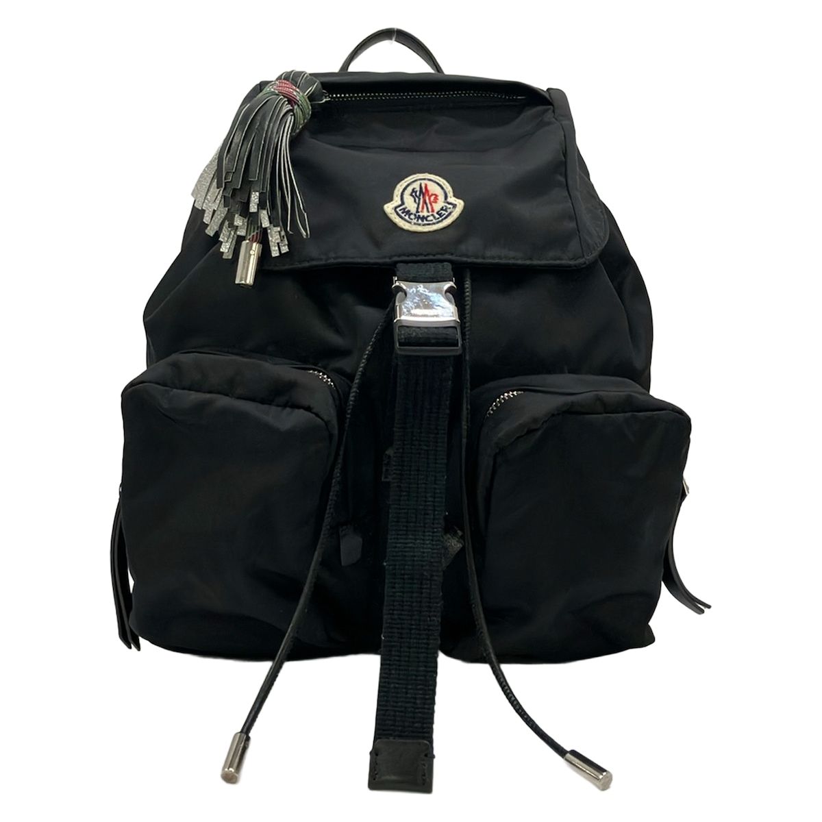 Moncler Backpack Black Tassel Drawstring Leather