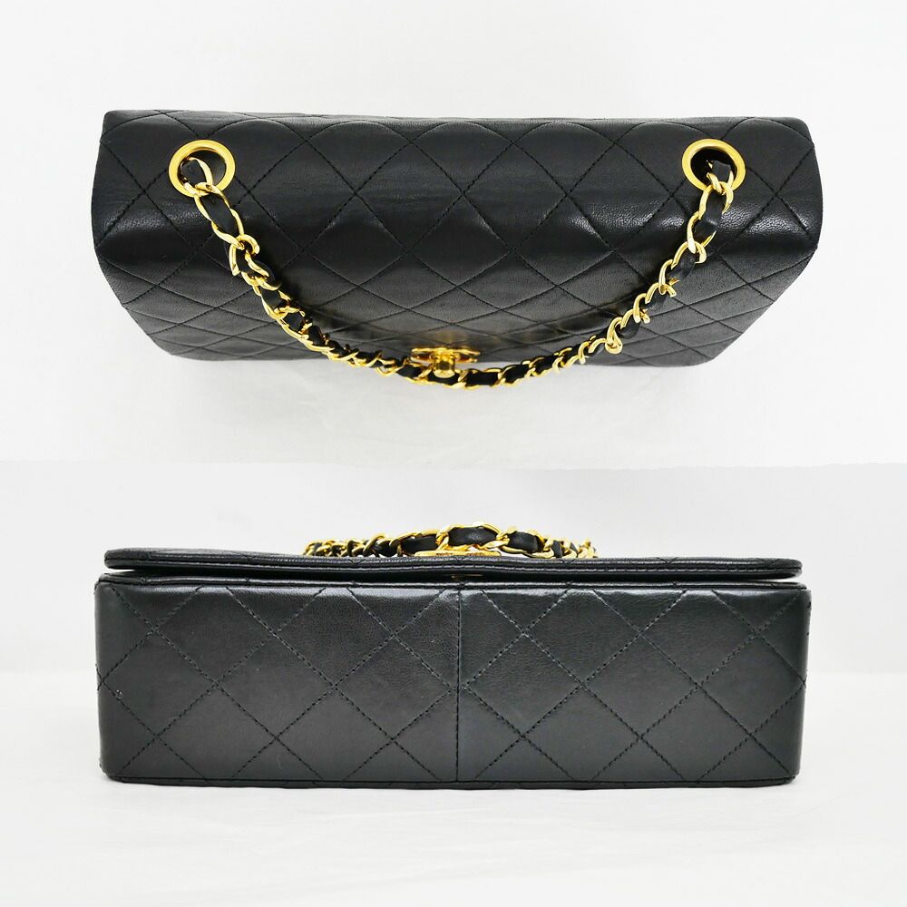 Chanel Chain Shoulder Bag Quilted 23 Lambskin Black Gold — view 4