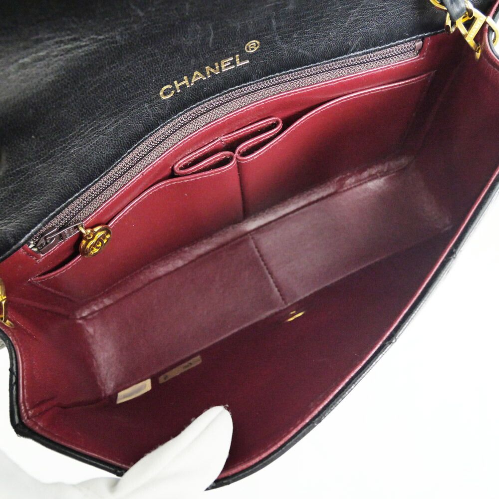 Chanel Chain Shoulder Bag Quilted 23 Lambskin Black Gold — view 6