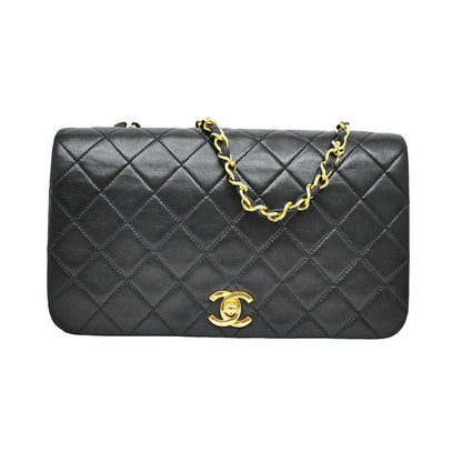 Chanel Chain Shoulder Bag Quilted 23 Lambskin Black Gold