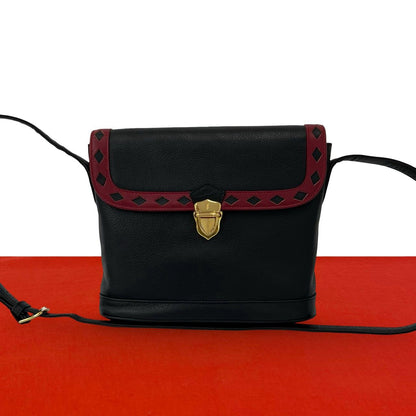 Saint Laurent YSL Logo Cutout Leather Shoulder Bag Black