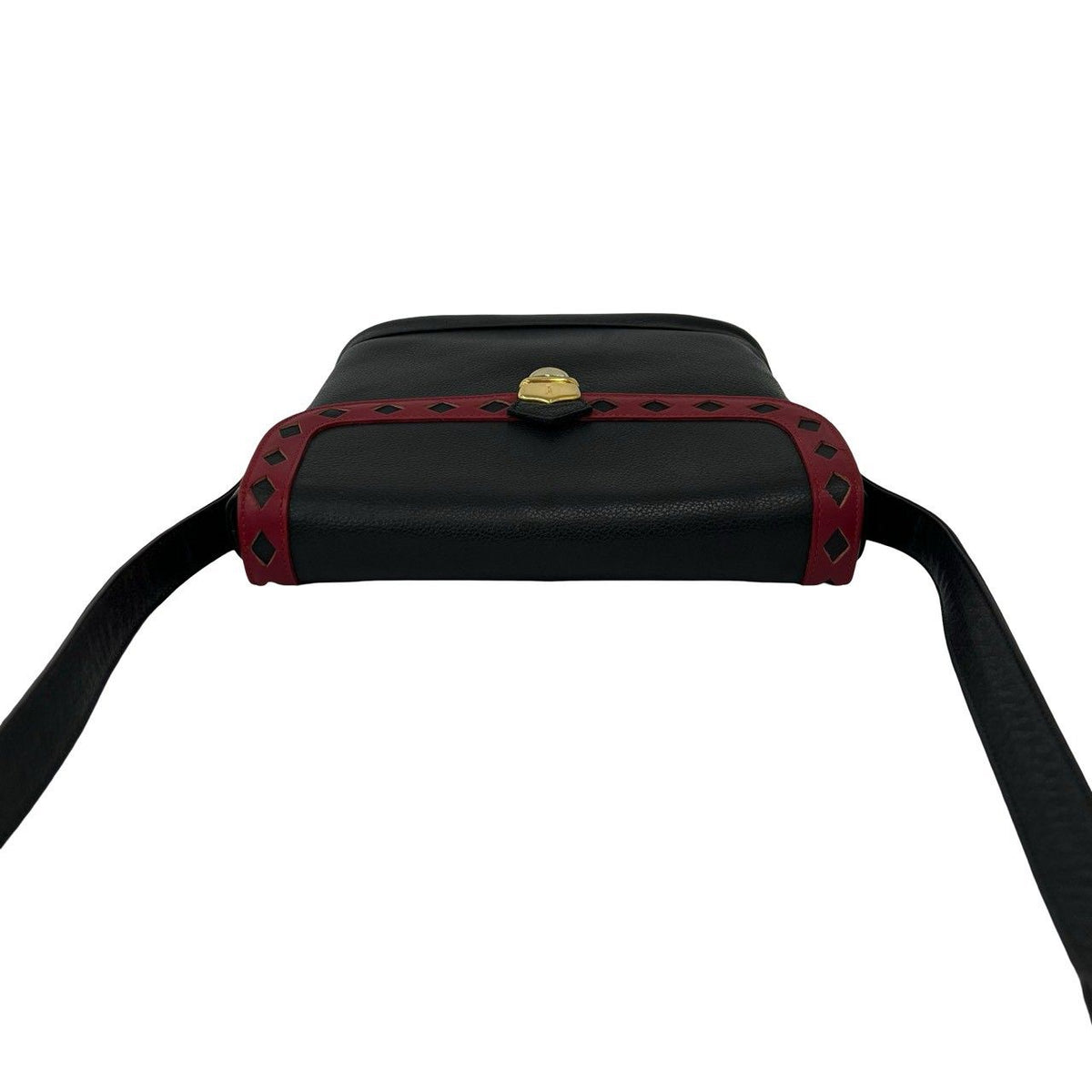 Saint Laurent YSL Logo Cutout Leather Shoulder Bag Black — view 4
