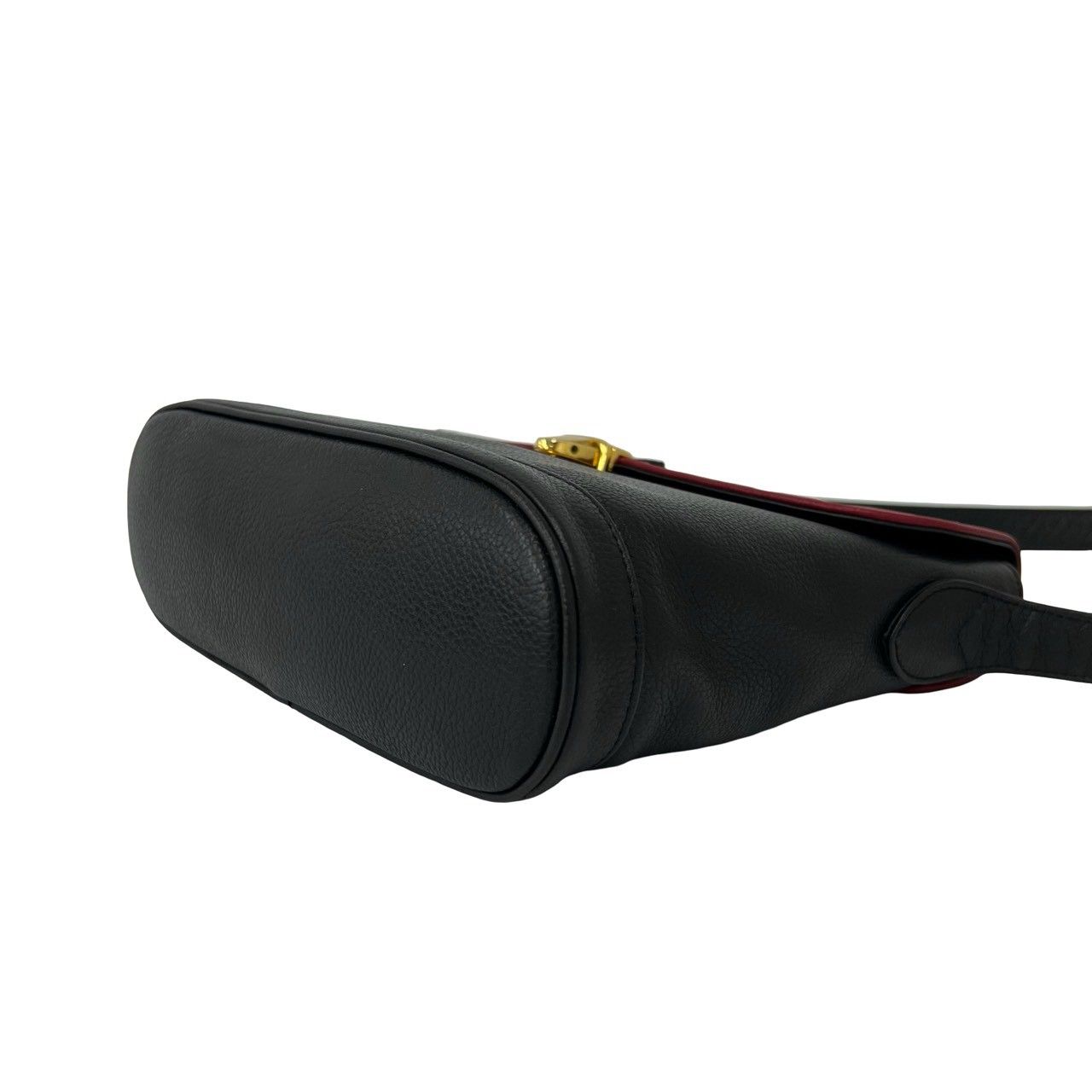 Saint Laurent YSL Logo Cutout Leather Shoulder Bag Black — view 8